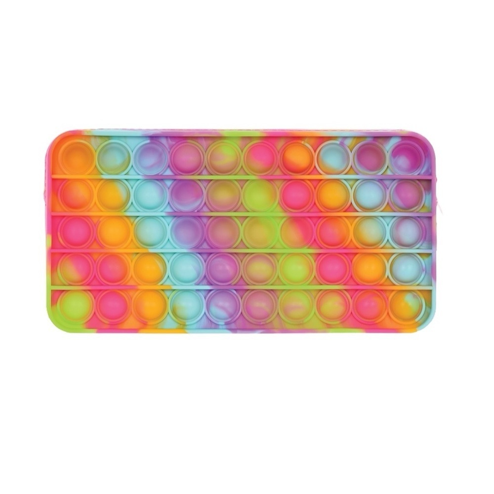 4/$25 Iscream Rainbow Tie Dye Pop It Popper Pencil Case Fidget Zip Pouch - Picture 2 of 10